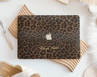 Leopard Print Leather Macbook Hard Protective Case for 2026 MacBook Air 15/13", MacBook Pro 16/15/14/13, Neo A18 2026, Office Gift