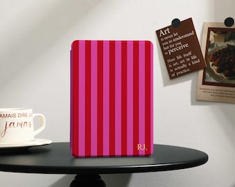 Raspberry Pink Stripe All New Kindle Paperwhite Case, Personalization Kindle 12th 2024 Case, Auto Wake/Sleep Kindle Case Cover, Gift idea