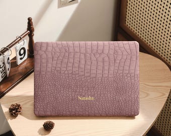 Lotus Root Pink Leather Macbook Hard Protective Case, Laptop Cover for MacBook Pro 13 14 16 15 Air13 15 inch, M2 M3 M4 M5, New Macbook Cover
