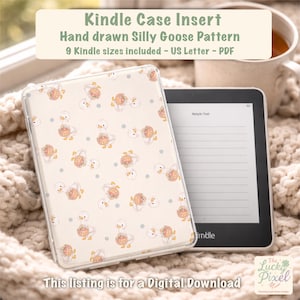 おかしなガチョウのプリント可能なKindleインサート。Paperwhite、Oasis、Basic、Colorsoft、Scribe対応。かわいいパステルカラーの水玉模様のガチョウのKindleカバー。デジタル版