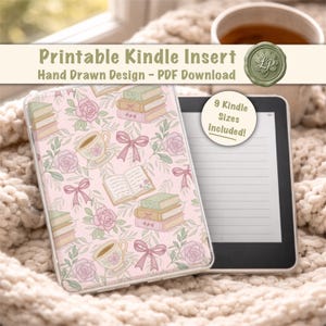 Bookclub Printable Kindle Insert, clear case decor, Pink vintage coquette kindle aesthetic, Bookish Kindle Accessory, scribe oasis colorsoft