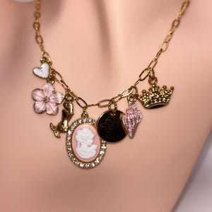 Cute pink and gold charm necklace