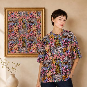 T-shirt à imprimé tigre, t-shirt audacieux art animalier, chemise de festival surdimensionnée, haut tendance, cadeau illustré