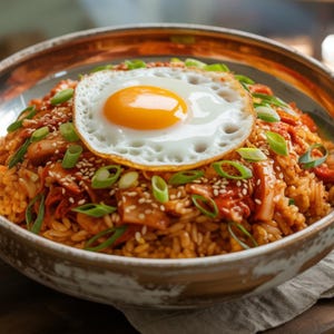 Riz frit au kimchi épicé (bokkeumbap au kimchi) - Recette coréenne traditionnelle PDF - Audacieuse, épicée et facile à préparer ! Cuisine coréenne rapide et savoureuse