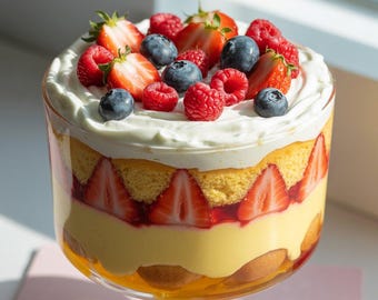 Classic English Trifle Recipe | Layered Custard, Berries & Sponge | Detailed Step-by-Step Guide