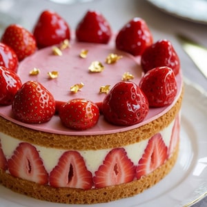 French Fraisier Cake Recipe: Strawberry Mousseline Cake (PDF Download)