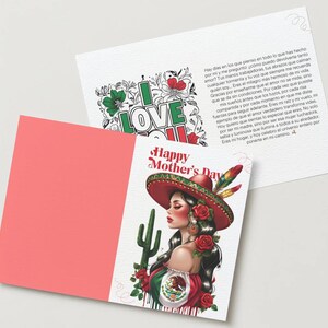 Cartão de Dia das Mães Cartão Día De Las Madres, com uma mensagem sentimental especial Con Un Mensaje Sentimental México Cores Espanhol