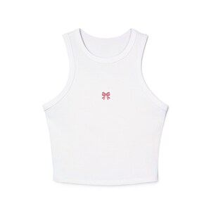 Croquette Tank Top, Women&#39;s Racer Ribbed Tee, Sleeveless Summer Shirt, Casual Beach Wear, Lightweight Workout Camisole, Trendy Activewear