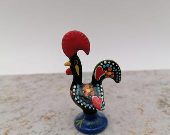 Very small Traditional Barcelos rooster, Painted by hand, Good Luck, portuguese rooster, Portugal.
