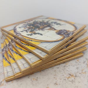 Cork hot pads with Portuguese tile design. Set of 6