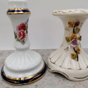 Bougeoir en porcelaine à fleurs, petit bougeoir du Portugal