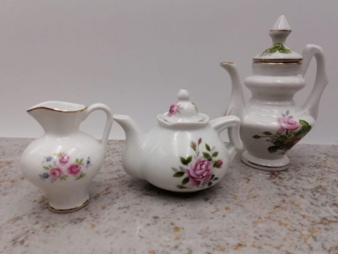 Vintage 3 Piece Mini Dinnerware Set, Miniature Porcelain Tableware ...
