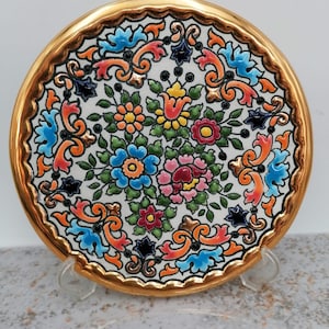 Vintage Ceramic plate Spain, hand-painted decoration plate.