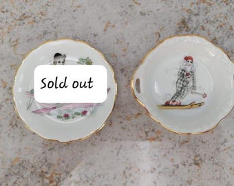 Royal Porcelain small plate, Small plate with Pierrot, Small decoration plate with Pierrot.