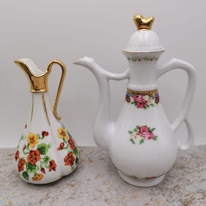 Vintage small Teapot, Decoration Teapot France, Flowers decor small Teapot.
