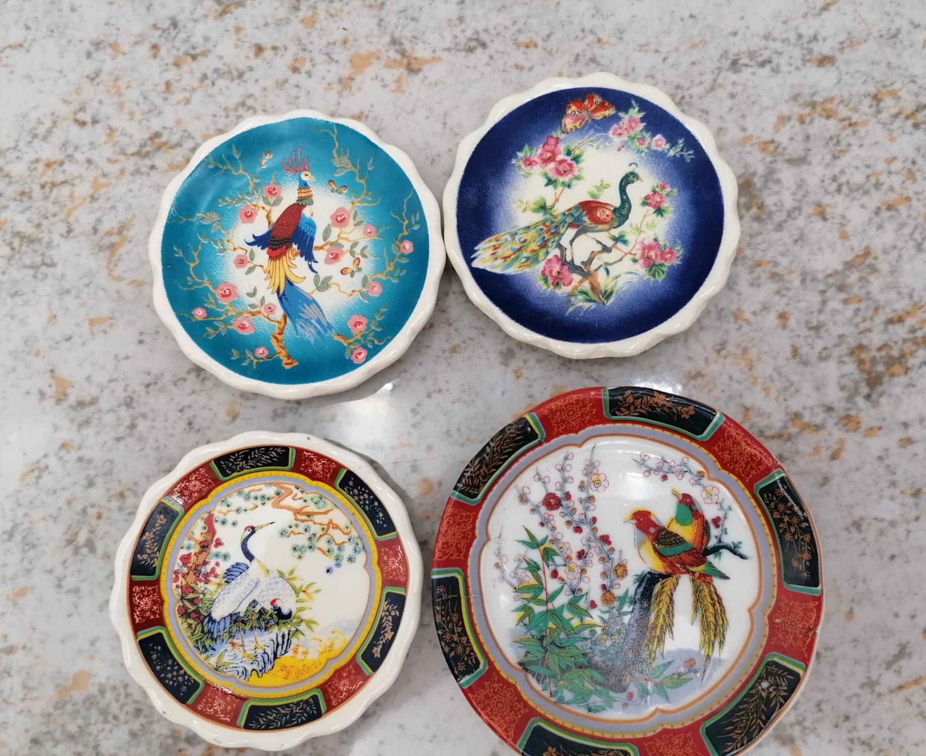 Lot De Rangements En Porcelaine Vintage Décor Paon - Occasion Pour Décoration