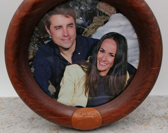 Vintage frame, 7"wooden Round frame, Rare Collectible frame.