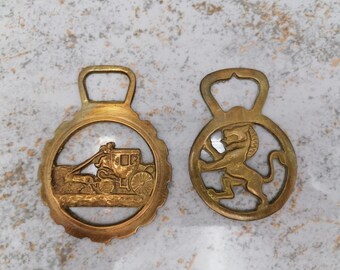 Vintage Brass Horse Lion Medallion Antique Home Accessory Bottle Opener.