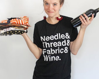 Sewing Supplies Tee, funny sewing gift, love to sew, funny quilting gift, for quilters, for sewers, sewing and wine, sewing t-shirt funny