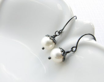 Pearl earrings sterling silver freshwater pearl bridal wedding gift for bridesmaids special occasion