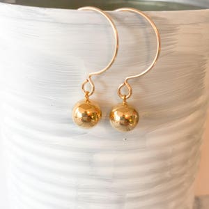 Classic 14kt Gold-Filled Dangle Earrings Simple Round Gold Hollow Ball Drop Lightweight Everyday Small Minimalist Jewelry Gift Under 25 image 4