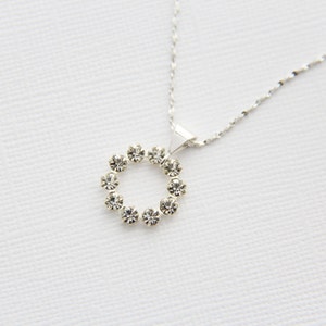 Swarovski Crystal Open Circle Pendant Sterling Silver Chain Simple Modern Bridal Wedding Accessory Necklace Under 25 Gift for Girlfriend