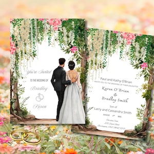 Wildflower Wedding Invitation Template, Elegant Wedding Invitations, Garden Flowers wedding Invite, Floral Wedding Invitation Card, Editable