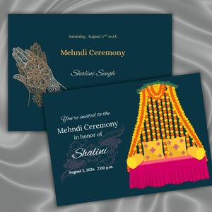 Printable Mehndi Invite with Custom Design, Editable Henna Card, Mehndi Party Invitation, Modern Henna Design Card, Haldi Party Invites