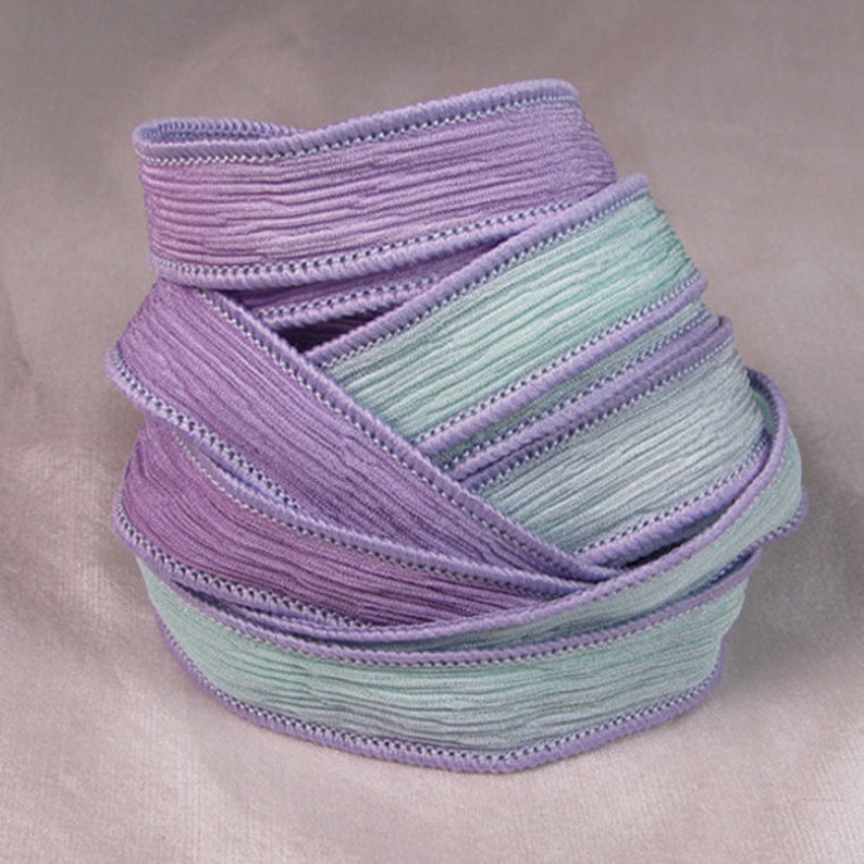 42 Hand Dyed Silk Ribbons Crinkle Hand Painted Silk Jewelry Etsy
