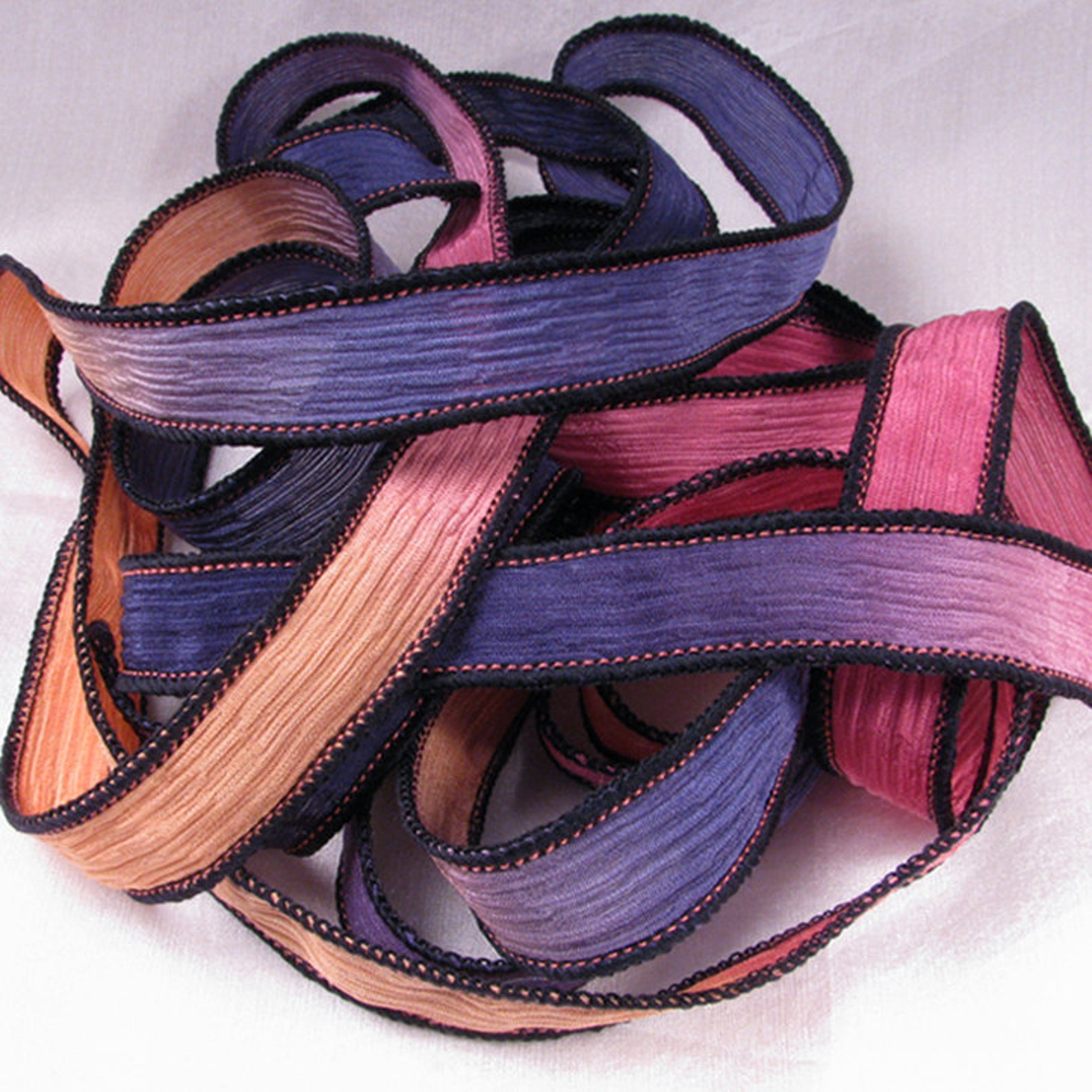 42 Hand Dyed Silk Ribbon Silk Wrist Wrap Bracelet Ribbon Etsy
