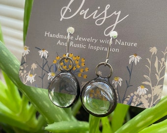 Rain Drop Clear Dangle Sun Catcher Earrings/Stain Glass Jewelry/Soldered Jewelry/Nature Inspired