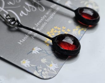 A Kiss of Red Stained Glass Suncatcher Earrings: Handmade Niobium Ear Wires