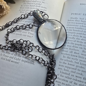 Speckled Magnifying Glass Necklace: Soldered Glass Loupe Pendant