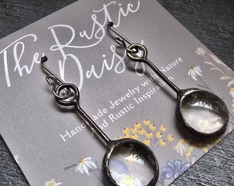 Stained Glass Rain Drop Earrings: Soldered Clear Glass Dangles