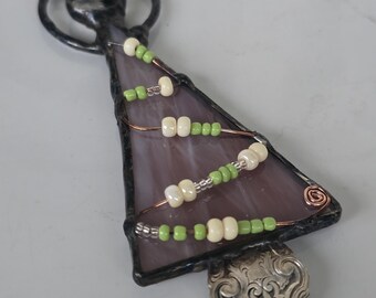 Artistic Stained Glass Christmas Tree Necklace