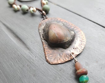 Soldered Shell Beaded Beach Jewelry/Shell Jewelry/Beach Jewelry/Beaded Long Necklace
