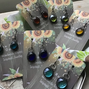 Stained Glass Suncatcher Dangle Earrings: Handmade Soldered Jewelry