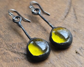 Honey Yellow Stained Glass Earrings: Soldered Suncatcher Dangles