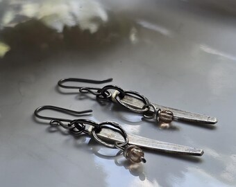 Vintage Fork Tine Jewelry/Vintage Earrings/Recycled Jewelry Champagne Beads
