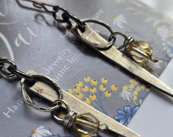 Translucent Gold Beaded Vintage Fork Tine Jewelry/Vintage Earrings/Recycled Jewelry