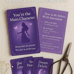 Baralho Delulu Diário – Cartas de Afirmação para Imprimir para Bruxas do Caos, Garotas da Manifestação e Personagens Principais Desequilibrados (ZIP)