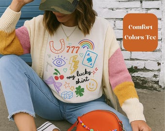 My Lucky Shirt Comfort Colors Graphic Tee, Lucky Tee Gift for Her, Lucky shirt, St Patricks Shirt, Irish Shirt, Doodle Tee