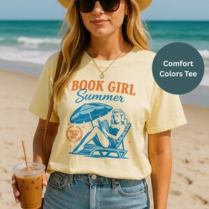 Book Girl Summer T-Shirt, Comfort Colors Graphic tee, Book lover gift for her, Book Shirt, Bookish Merch, Book Shirt, Book Lover Gifts