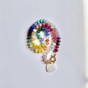 Rainbow Gemstone Necklace, Colorful Beaded Necklace Choker, Boho Statement Jewelry, Handmade Crystal Gift, Handmade Beaded Necklace,