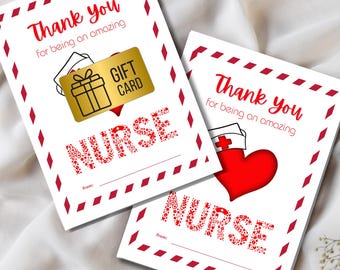 Cartão de agradecimento para enfermeiros, presente para impressão, download digital, reconhecimento de profissionais de saúde, formatura de estudantes de enfermagem, equipe médica