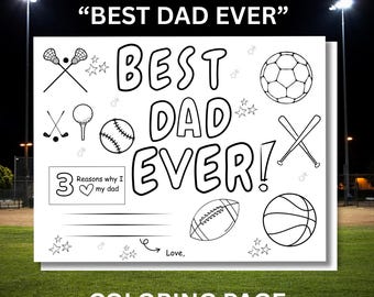 Página para colorir para o pai, o melhor pai de todos os tempos, presente de dia dos pais de uma criança, atividade para o dia dos pais