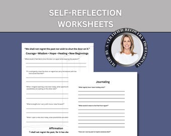 Folha de Exercícios sobre Arrependimento em PDF Download Digital Diário de Terapia Página de Perguntas de Auto-Reflexão Guia de Recursos de Saúde Mental Diário de Cura Emocional