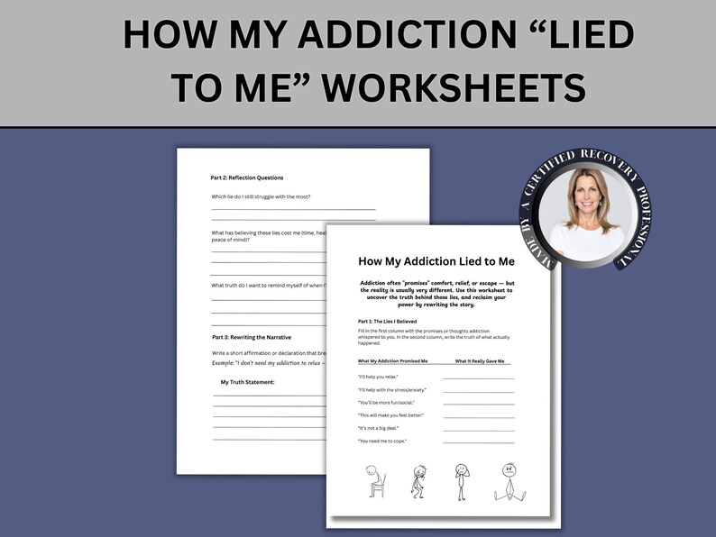 Addiction Recovery Worksheet Bundle Digital Sobriety Tracker Printable ...