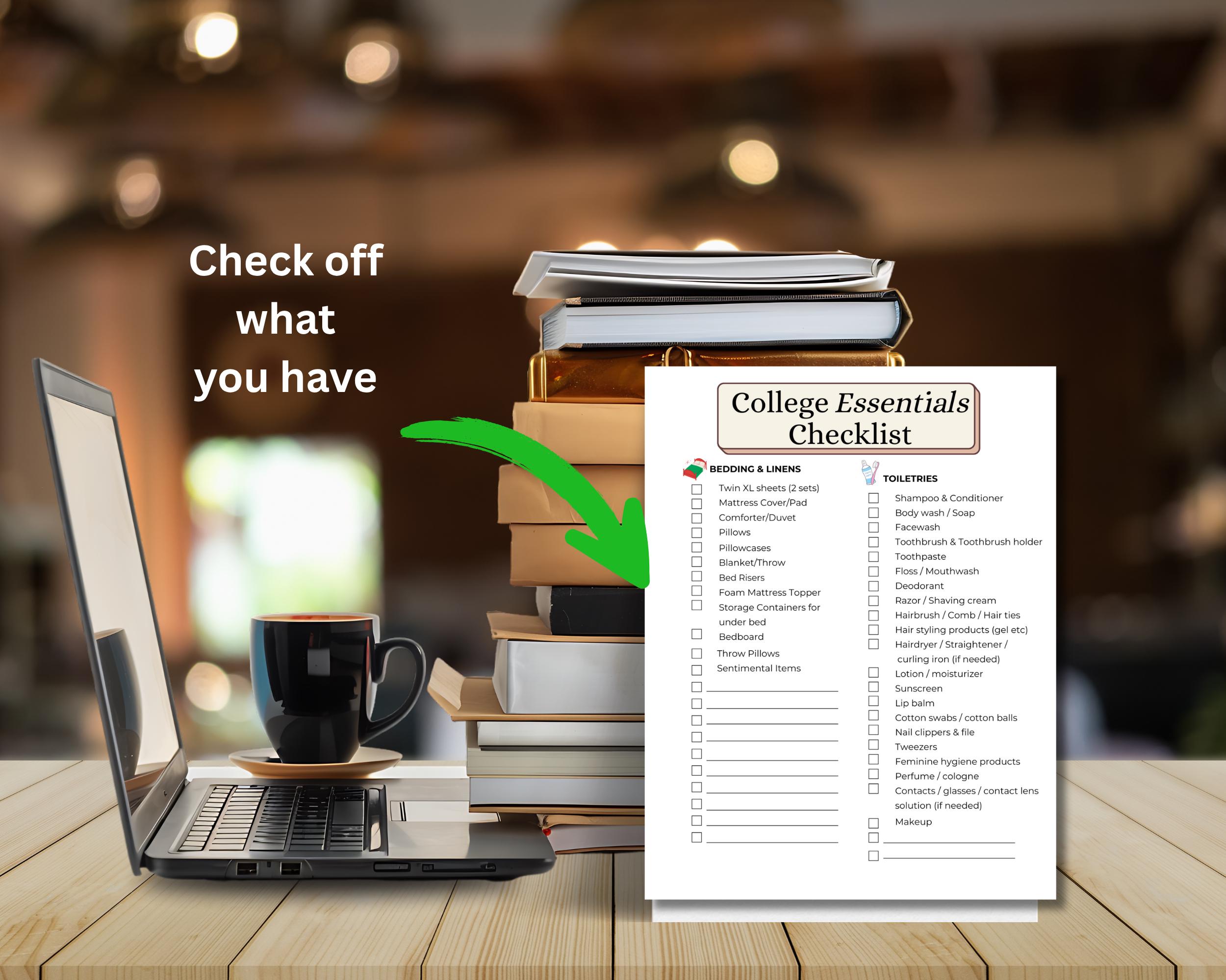 College Packing List Template, Dorm Room Essentials, College Shopping ...