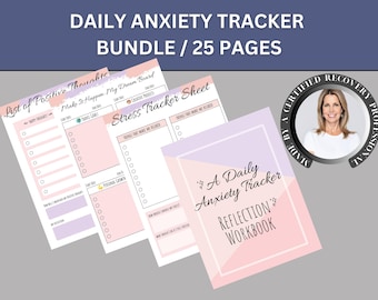 Caderno de exercícios para ansiedade, rastreador diário de ansiedade, rastreador de humor, técnicas de enfrentamento para alívio da ansiedade, planilhas de terapia